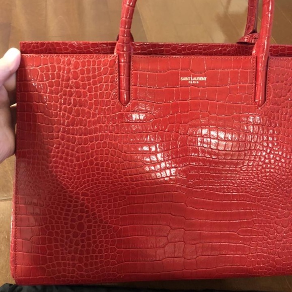 Saint Laurent Cabas Rive Gauche New W/ Tag Croc Em - Picture 6 of 8